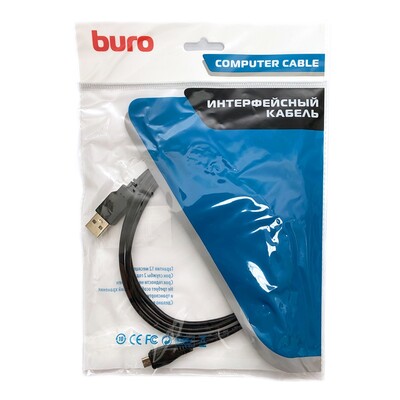 Характеристики Кабель Buro micro USB (m) - USB (m), 1.5м, 0.8A, черный