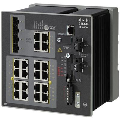 Характеристики Коммутатор Cisco Catalyst IE 4000 16 x RJ45 10/100M, 4 x 1G Combo , LAN Base (IE-4000-16T4G-E)