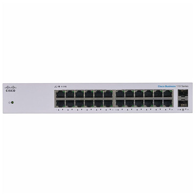 Характеристики Коммутатор Cisco CBS110 Unmanaged 24-port GE, 2x1G SFP Shared (CBS110-24T-EU)