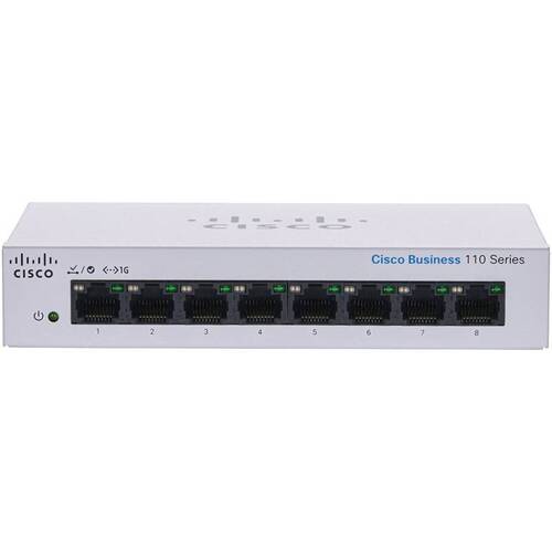 Характеристики Коммутатор Cisco CBS110 Unmanaged 8-port GE, Partial PoE, Desktop, Ext PS (CBS110-8PP-D-EU)