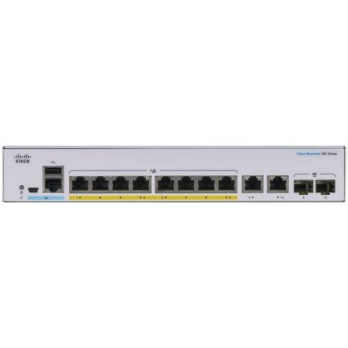 Коммутатор Cisco CBS250 Smart 8-port GE, PoE, Ext PS, 2x1G Combo (CBS250-8P-E-2G-EU)