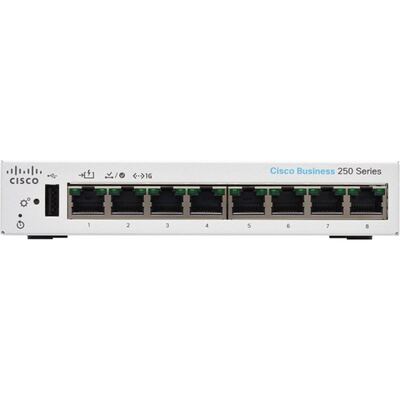 Коммутатор Cisco CBS250 Smart 8-port GE, Desktop, Ext PSU (CBS250-8T-D-EU)