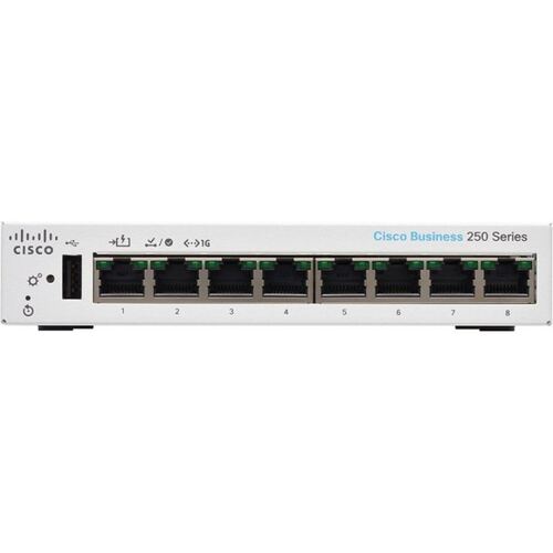 Коммутатор Cisco CBS250 Smart 8-port GE, Desktop, Ext PSU (CBS250-8T-D-EU)