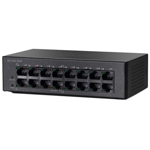 Характеристики Коммутатор Cisco SF110D-16HP 16-Port 10/100 PoE Desktop Switch (SF110D-16HP-EU)