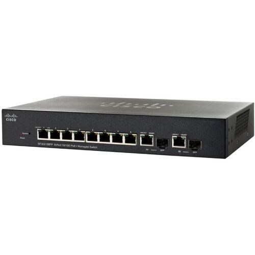 Характеристики Коммутатор Cisco SF302-08PP 8-port 10/100 PoE+ Managed Switch SF302-08PP-K9-EU