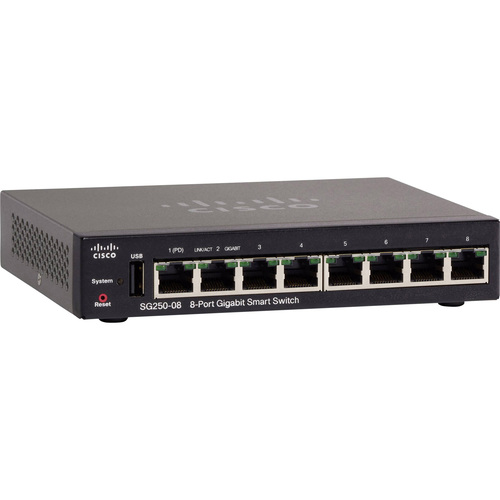 Характеристики Коммутатор Cisco SG250-08 8-Port Gigabit Smart Switch (SG250-08-K9-EU)