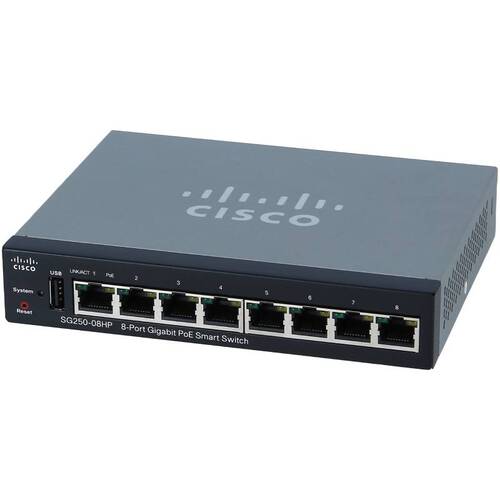 Характеристики Коммутатор Cisco SG250-08HP 8-Port Gigabit PoE Smart Switch (SG250-08HP-K9-EU)