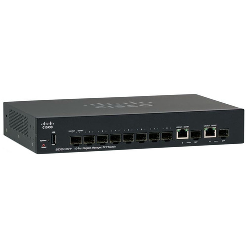 Характеристики Коммутатор Cisco SG350-10SFP 10-port Gigabit Managed SFP Switch (SG350-10SFP-K9-EU)