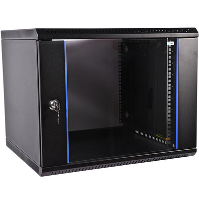 Шкаф телекоммуникационный настенный разборный 12U (600 × 650) дверь стекло, цвет черный CMO ШРН-Э-12.650-9005