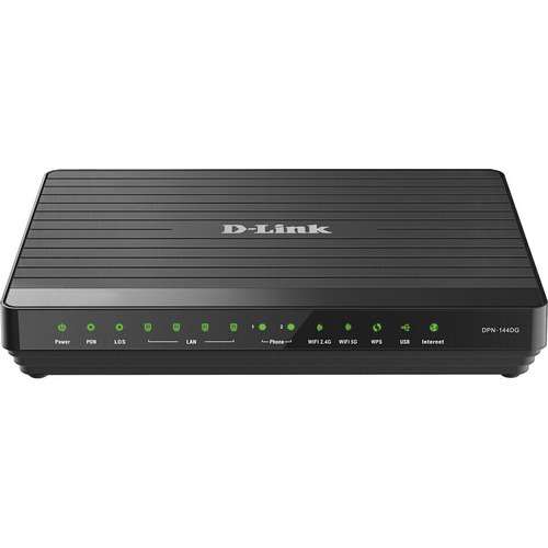 Маршрутизатор DPN-144DG GPON ONT Wi-Fi AC1200 Router, GPON WAN, 4x1000Base-T LAN, 2x3.5dBi internal antennas, 2FXS+USB ports, Ethernet WAN support