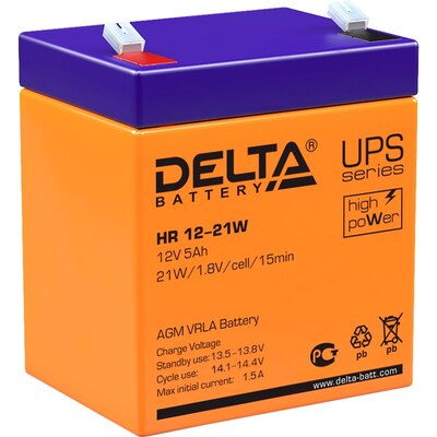 Характеристики Аккумуляторная батарея Delta HR 12-21 W