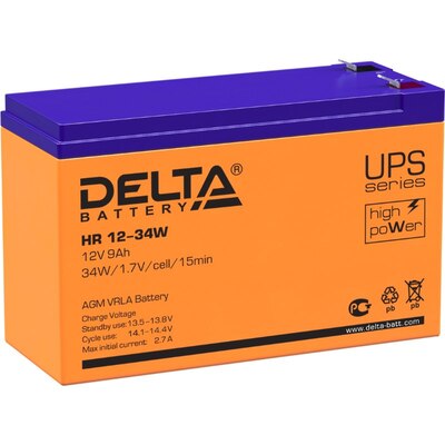 Характеристики Аккумуляторная батарея Delta HR 12-34 W