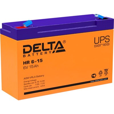 Характеристики Аккумуляторная батарея Delta HR 6-15