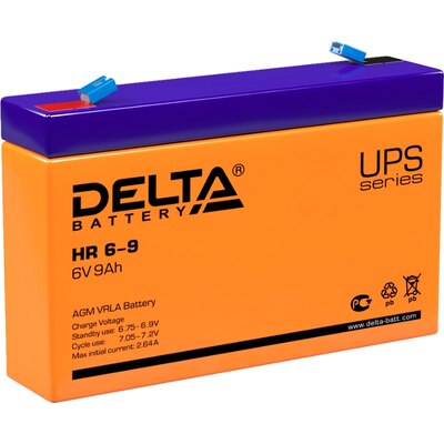 Характеристики Аккумуляторная батарея Delta HR 6-9