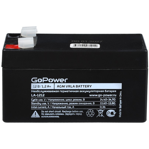 Характеристики Аккумуляторная батарея GoPower LA-1212 12V 1.2Ah (1/20)