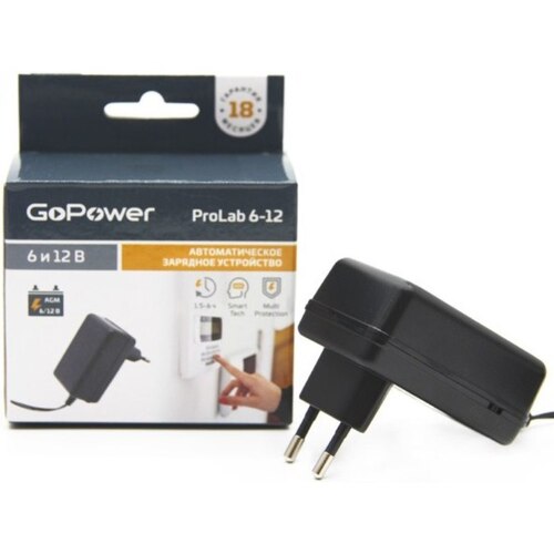 Характеристики Зарядное устройство для аккумуляторов 6 и 12V GoPower ProLab 6-12 1.0A (1/100)