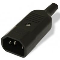 Разъем Hyperline IEC 60320 C14 220В 10A на кабель (плоские выступающие штыревые контакты в пластиковом обрамлении), прямой