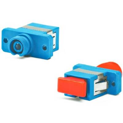 Оптический проходной адаптер Hyperline FC/UPC-SC/UPC, SM, simplex, корпус пластиковый, синий, красные колпачки