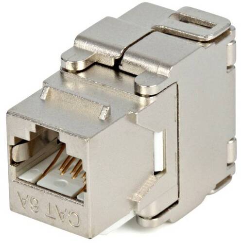 Характеристики Вставка Hyperline Keystone Jack RJ-45(8P8C), категория 6a (10G), экранированная, Toolless, белая