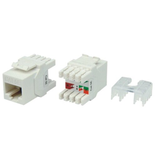 Характеристики Вставка Hyperline Keystone Jack RJ-45(8P8C), категория 5e, тип 180 градусов, белая