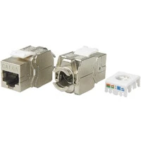 Вставка Hyperline Keystone Jack RJ-45(8P8C), категория 6a (10G), экранированная, тип 180 градусов, Toolless, белая