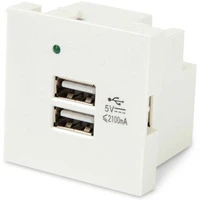 Модуль розетки Hyperline USB для зарядки, 2 порта, 2М, 2.1А, 5В, 45x45мм, белый