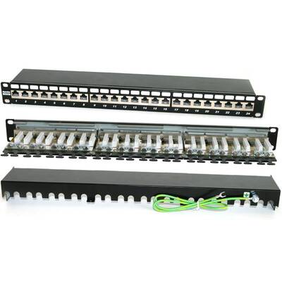 Характеристики Патч-панель Hyperline 19'', 1U, 24 порта RJ-45 полн. экран., категория 6A, Dual IDC