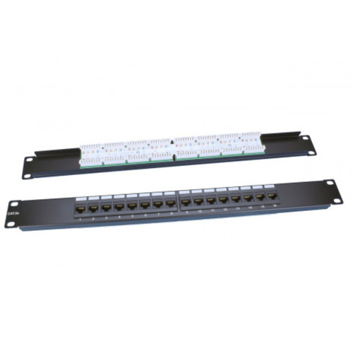 Патч-панель Hyperline 19'', 1U, 16 портов RJ-45, категория 5e, Dual IDC, ROHS, цвет черный