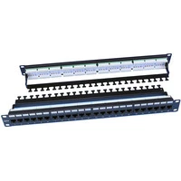 Патч-панель Hyperline 19'', 1U, 24 порта RJ-45, категория 6, Dual IDC, ROHS, цвет черный (задний кабельный организатор в комплекте)