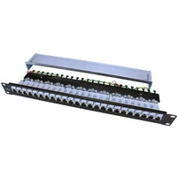 Патч-панель Hyperline 19", 1U, 24 порта RJ-45 полн. экран., категория 6, Dual IDC, ROHS, цвет черный