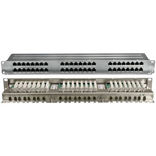 Патч-панель высокой плотности Hyperline 19'', 1U, 48 портов RJ-45, категория 5E, Dual IDC, полный экран