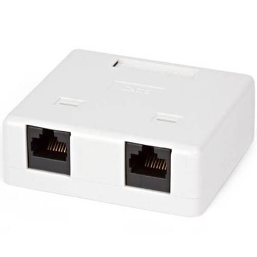 Характеристики Компьютерная розетка Hyperline RJ-45(8P8C), категория 6, двойная, внешняя, Dual IDC