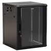 Шкаф настенный Hyperline 19", 15U, 775x600х450мм, стеклянная дверь с перфорацией по бокам, ручка с замком, цвет черный (разобранный)
