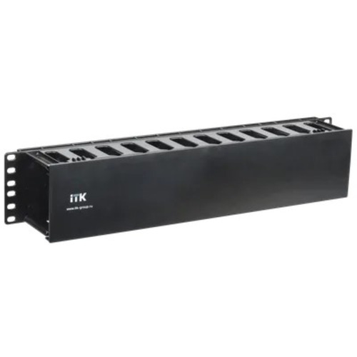 Кабельный пластиковый органайзер с крышкой ITK CO05-2PC 19" 2U черный