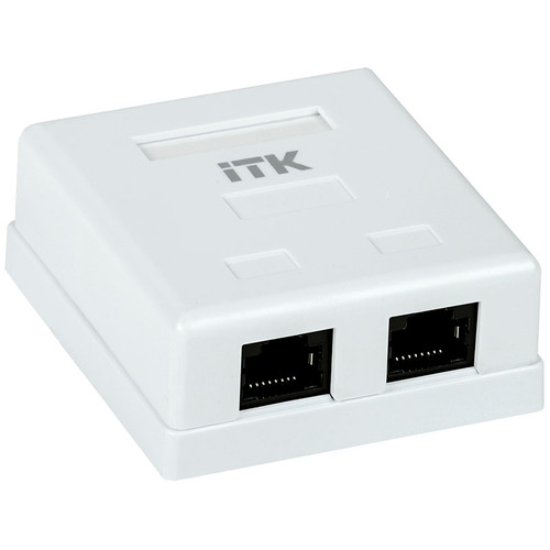 Настенная информационная розетка ITK RJ45 кат.5E UTP 2-порта