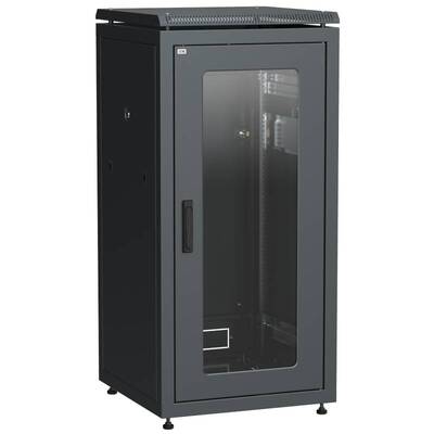 Характеристики Шкаф сетевой напольный ITK LINEA N 18U 600х600 мм стеклянная передняя дверь черный