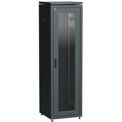 Характеристики Шкаф сетевой напольный ITK LINEA N 38U 600х600 мм стеклянная передняя дверь, задняя металлическая черный