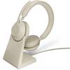 Гарнитура Jabra Evolve2 65 MS USB-C Teams Stereo with Charging Stand Beige