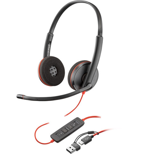 Гарнитура проводная Plantronics Poly Blackwire 3220 Stereo USB-C Headset +USB-C/A Adapter (Bulk)