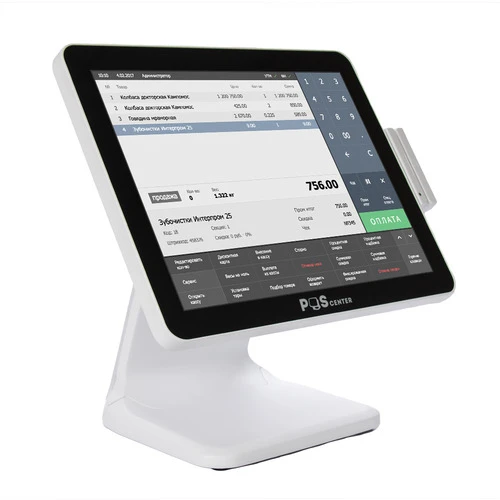 Сенсорный моноблок POSCenter POS101 (15", PCAP, J3455, RAM 4GB, M2 SSD 128GB, MSR) без ОС, белый
