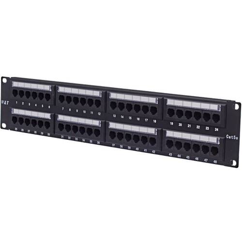 Патч-панель W&T 19", 48 портов RJ-45, кат.5e, Krone IDC (WT-2029B-KR-48 ports)