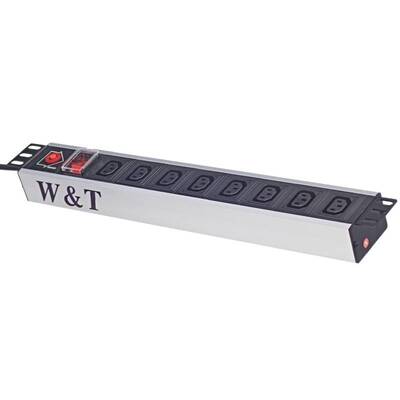 Характеристики Блок розеток W&T 19" IEC на 8 гнезд с выключателем, для ИБП, 220В (WT-2143B-10A)