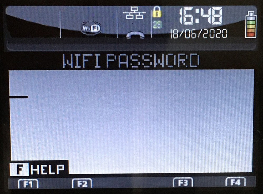 Окно ввода пароля Wi-Fi сети Ingenico iWL250 (258)